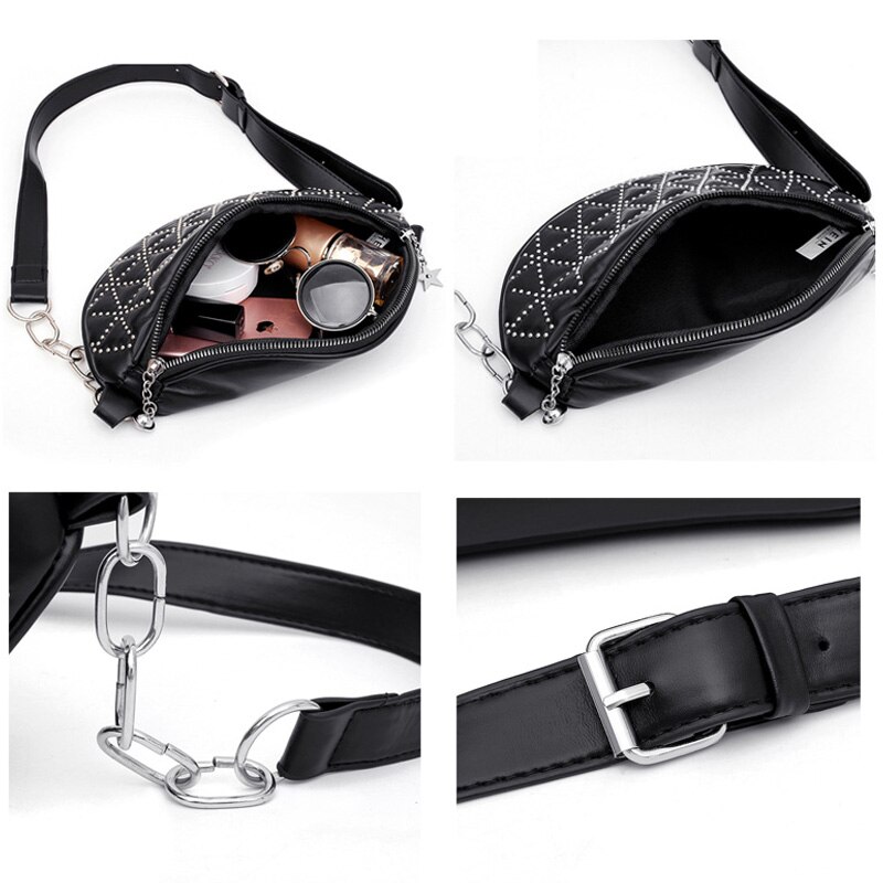 Saco de cintura nova moda à prova dwaterproof água pacote de peito fanny pacote de corrente de cinto feminino treliça pacote de cintura saco de barriga bolsa