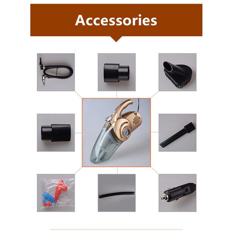 GSPSCN Portable Handheld 150 PSI Car Auto Inflatable pump Air Compressor with 120W LED Light Wet and Dry Dual Use Vacuum Cleaner