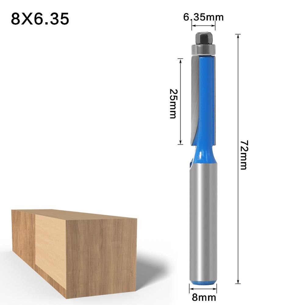 Fresas de fresa de vástago de 8mm, plantilla de tungsteno, brocas de enrutador de madera con rodamientos de bolas superiores, 1 ud.: NO1