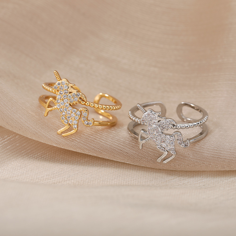 Cute Unicorn Rings For Women Girls Zircon Crystal ... – Grandado