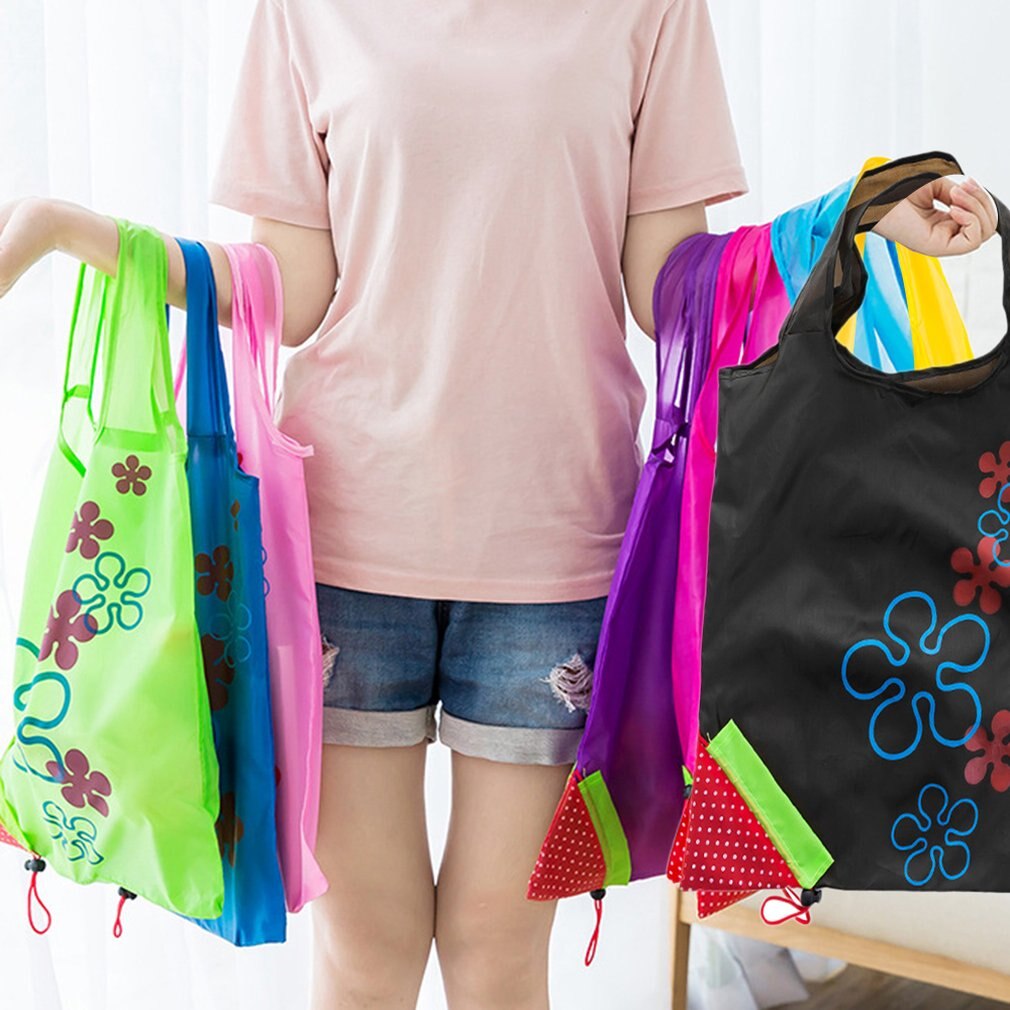 Leuke Aardbei Opvouwbare Polyester Boodschappentas Milieu Milieuvriendelijke Herbruikbare Draagbare Handvat Tas Voor Kruidenier
