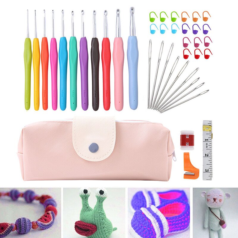 42pcs Knitting Needles Sewing Tools With Yarn Crochet Hook Set Knit Gauge Scissors Stitch Holder Hook For Knitting Home Supply