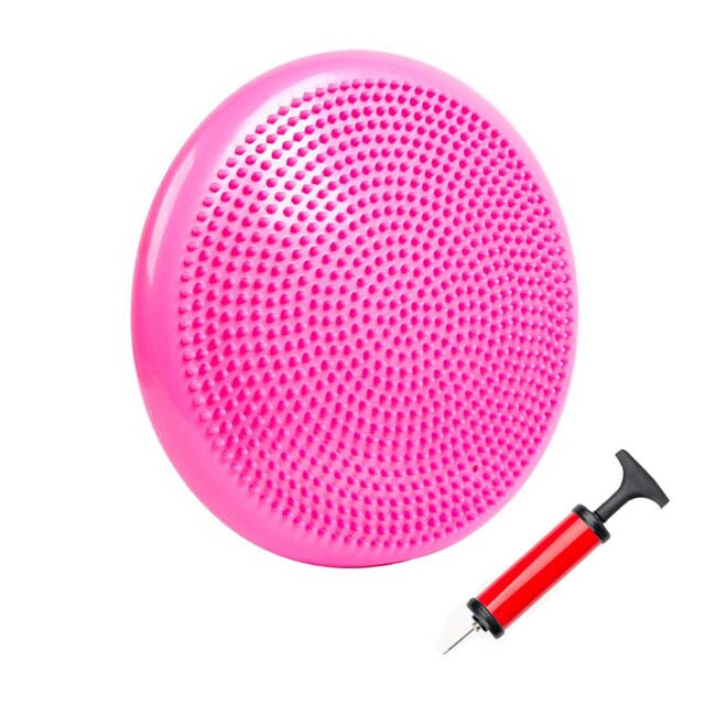 PVC Inflatable Yoga Ball Cushion Balance Pad Massage Fitness Balls Practice Feet Universal Durable Pilates Equipment With Pump: Pink