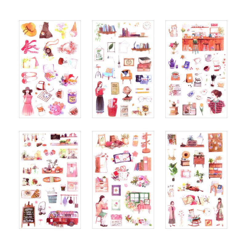 6 Sheets/pack Girls Daily Label Stickers Decorative Stationery Stickers Scrapbooking Diy Diary Album Stick Label