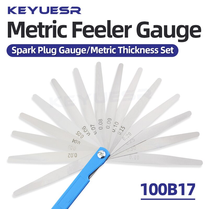 100B17 Feeler Gauge Spark Plug Gauge Filler Gauge Valve Probes Metric Thickness Set Probe Thickness Gauge Spark Plug Gap Tools