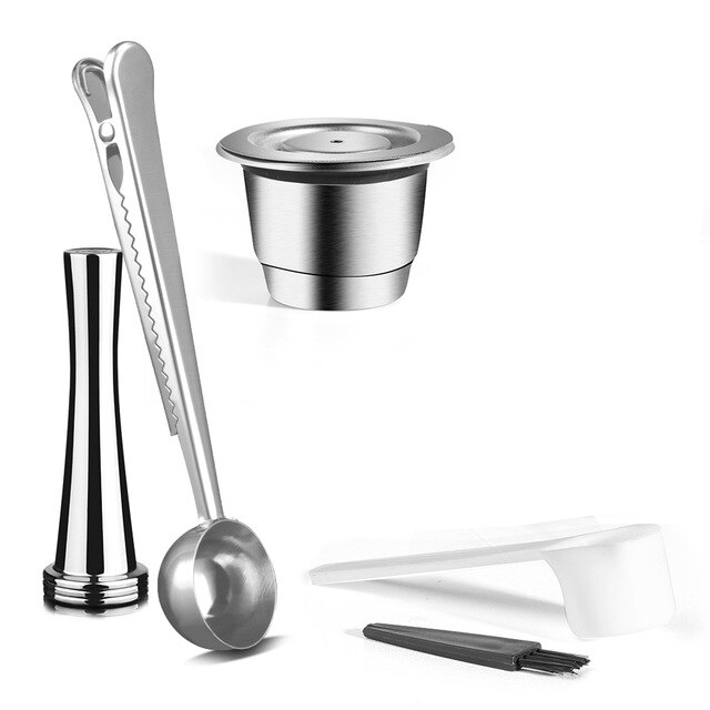 Belr-Housewares Upgraded Reusable Coffee Capsule For Nespresso Coffee Machine Espresso Coffee Crema Maker: 1 Cup 1Tamper1 Spoon