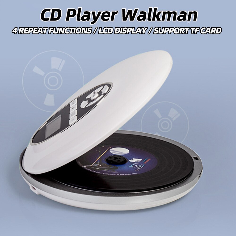 Portable CD Player Anti-Skid Small Music CD Walkman for Home Travel Car with LCD Display Support TF Card Personal Music Player