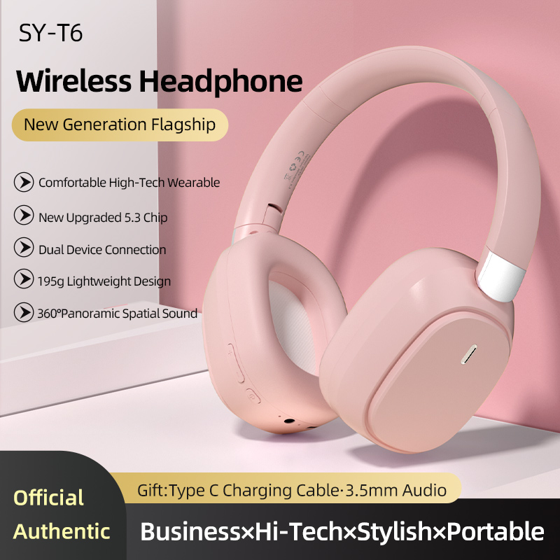 Upgrade V5.3 Chip Wireless On-Ear Headphones, with Mic, 300mAh Long Battery Life, Foldable & Portable, for Gaming, Music,: Pink