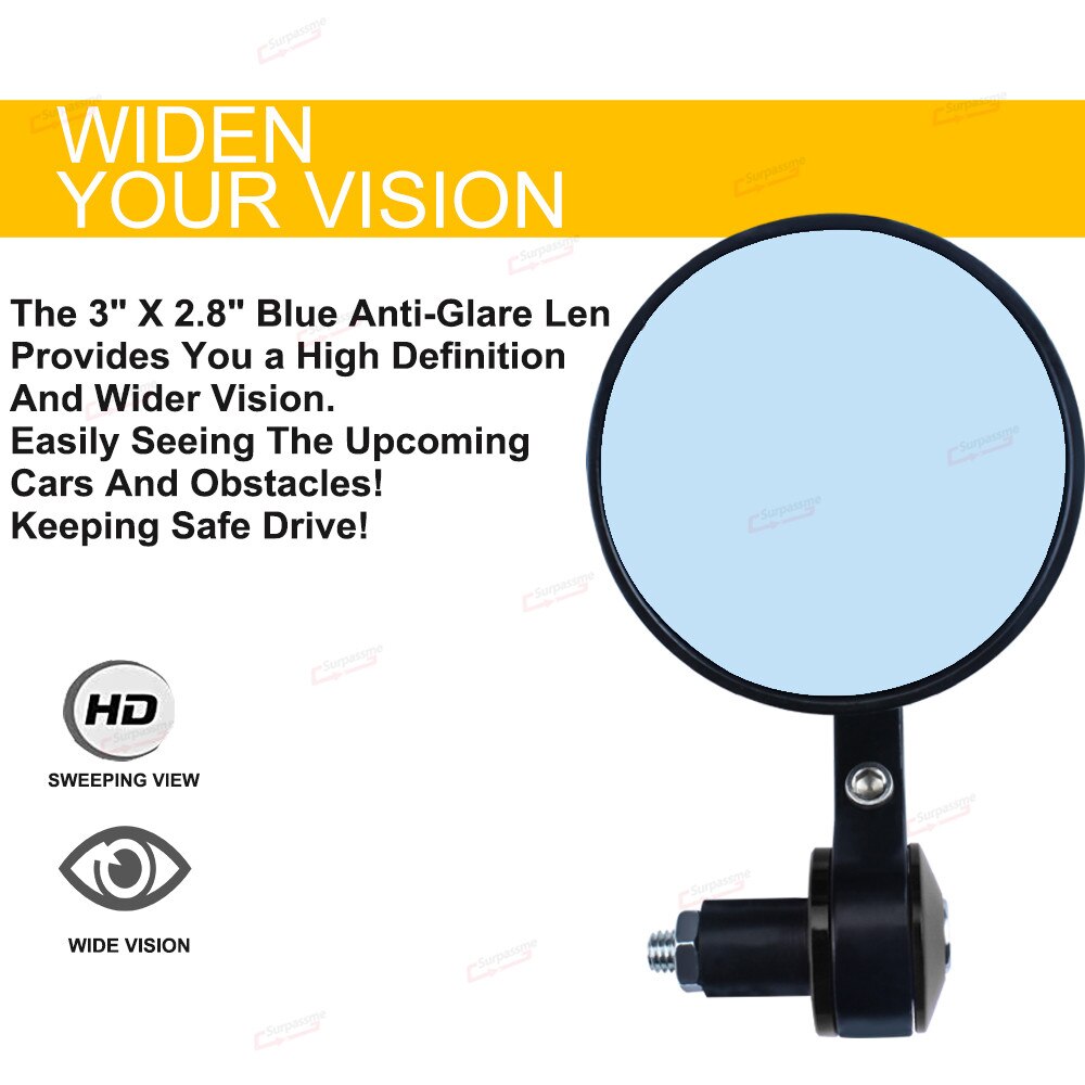 For Yamaha YBR 125 MT 07 XT 600 1 Pair 7/8" Motorcycle Rearview Mirror Round Handlebar Bar End Rear View Mirrors Accessories