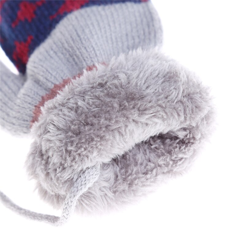Inverno Del Bambino Guanti Completa Fingers Delle Ragazze Dei Ragazzi Guanto di Lavoro A Maglia Star Modello Guanti Caldi Neonati Guanti Con La Corda