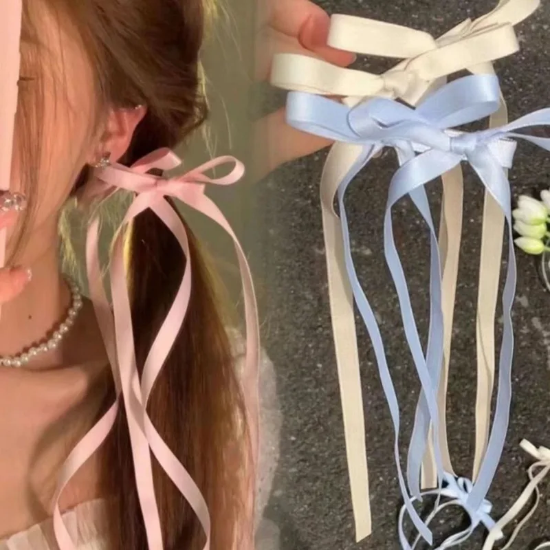 Pinzas para el cabello con lazos trenzados, cintas, coletas dobles, gorros ultra bonitos, horquillas largas dulces de estilo coreano a la , 2 uds.