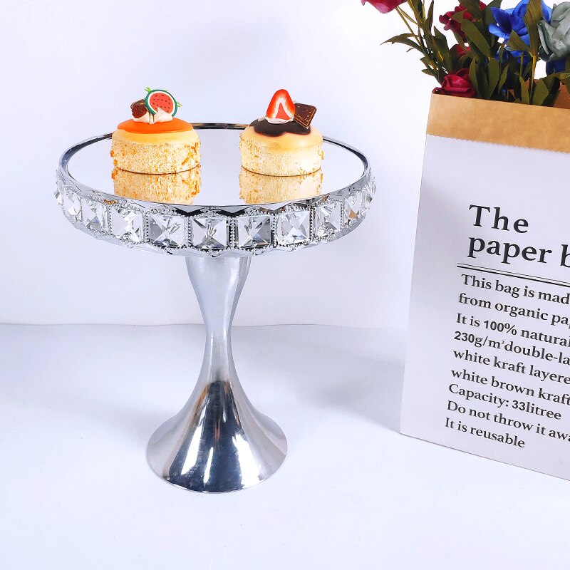 Plein Crystal Silver Galvaniseren Metalen Cake Stand Set Display Bruiloft Verjaardag Party Dessert Cupcake Plaat Rack