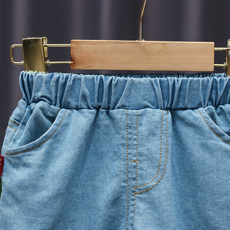 Baby Meisjes Shorts Jeans Zomer Dunne Bloemen Kids Denim Korte Broek Elastische Taille Peuter Meisjes Shorts Kinderen Kleding