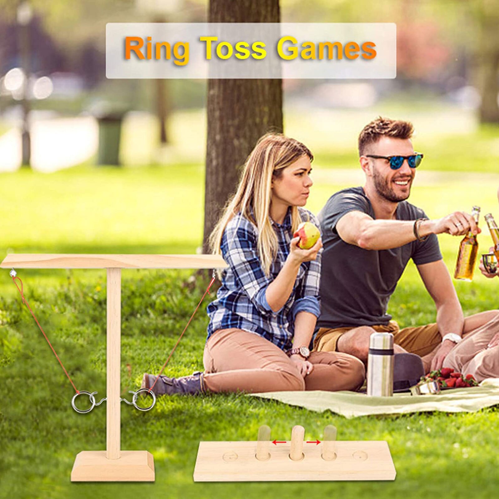 Party toys Leisure Industrial Style Bar Drink Shop Handmade Wooden Ring Toss Hooks Fast-paced Interactive Game For Bars Home