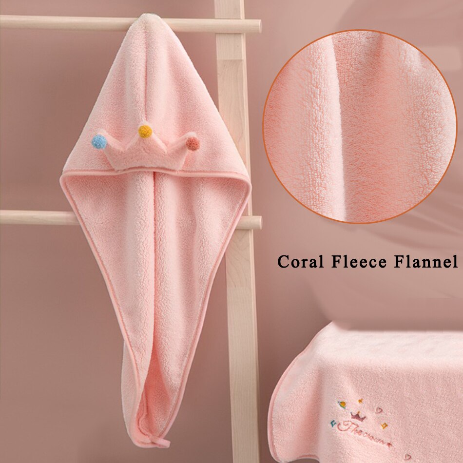Queen Dry Hair Towel Microfiber Polyester Flannel Wisp Long Curly Head Bath Hand Turban for Adult Women Super Absorbent Quick
