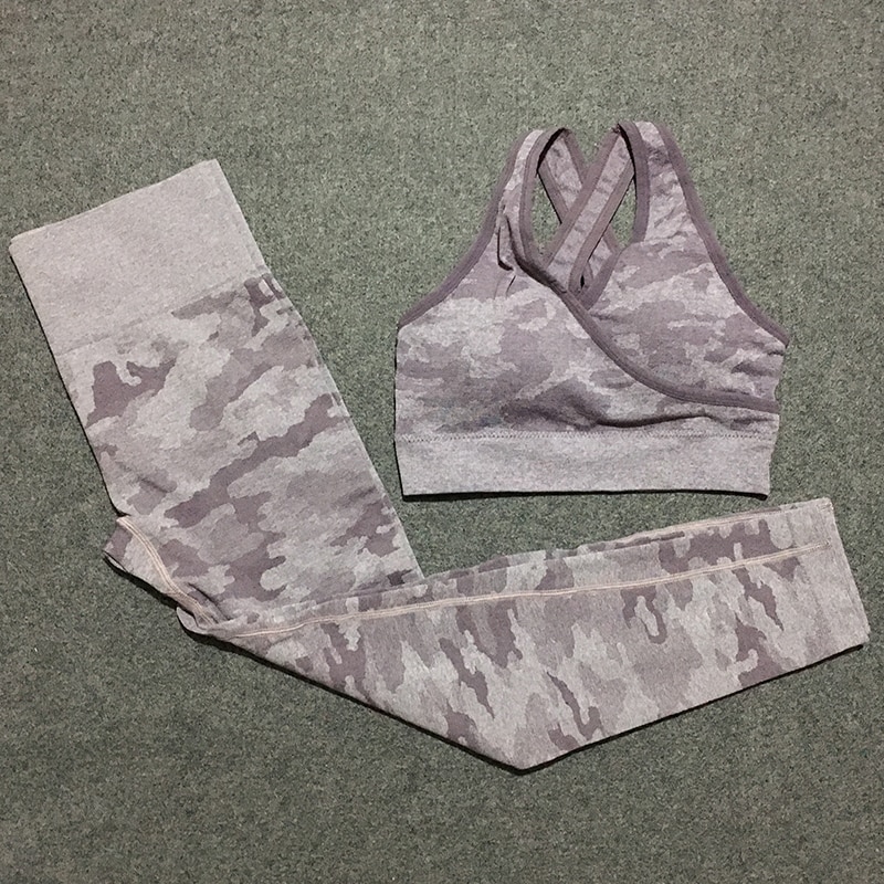 2 stuk camo workout set vrouwen naadloze yoga set camouflage set vrouw outfits sets fitness kleding gym kleding voor vrouwen