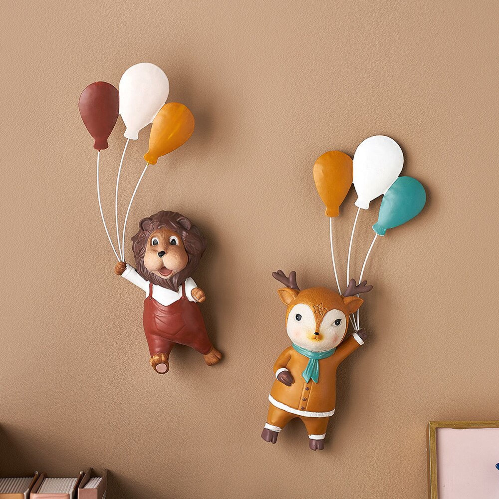 Dejlige søde dyr ballon vægdekoration harpiks dyremodel vedhæng moderne børn soveværelse indendørs tilbehør til hjemmet