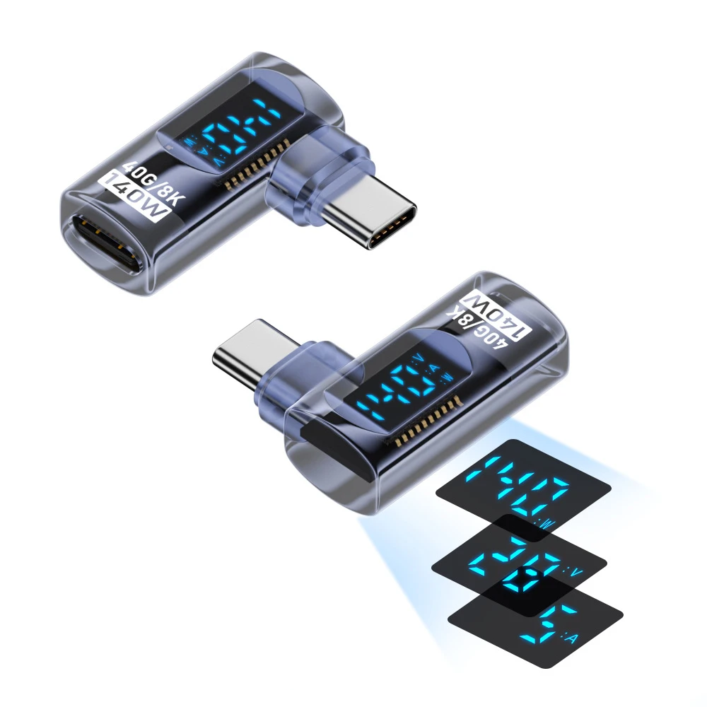 NNBILI 90 Degree USB C Adapter Right Angle U Shape Type C Adapter 40Gbps Data Transfer PD 140W USB4.0 8K 60Hz for Thunderbolt: Matte Black