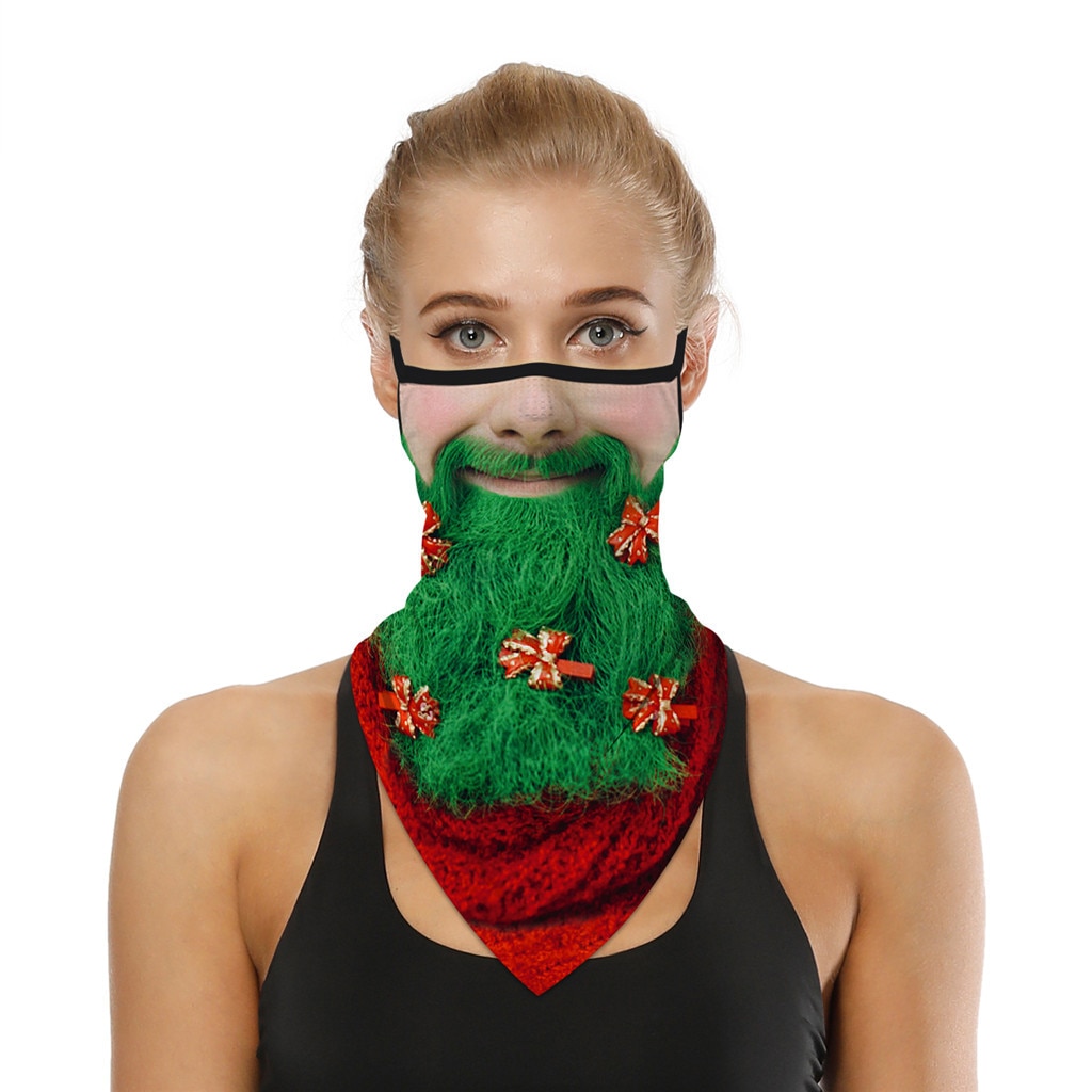 25# 1pc Snowman Santa Claus Party Mask Scarf Merry Christmas Print Seamless Ear Mask Sports Scarf Neck Tube Face Riding Masks