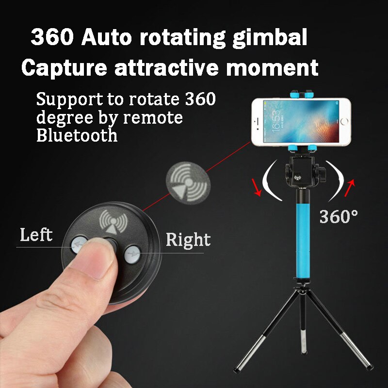 Bfollow auto 360 roterende gimbal panorama video selfie stick til iphone huawei xiaomi med spejl bluetooth fjernbetjening smartphone