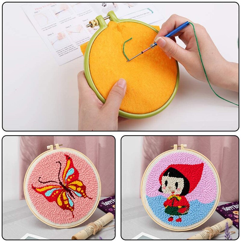 Nonvor 43 Pcs Embroidery Punch Needle Kit Stitching Punch Needles Cross