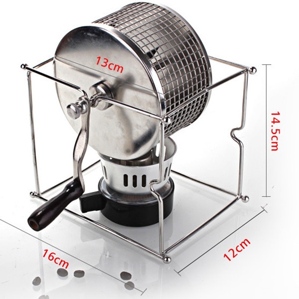 Stainless Steel Coffee Roaster Manual Hand-Operated Rotary Gas Alcohol Stove Bean Baking Maker Espresso Machine
