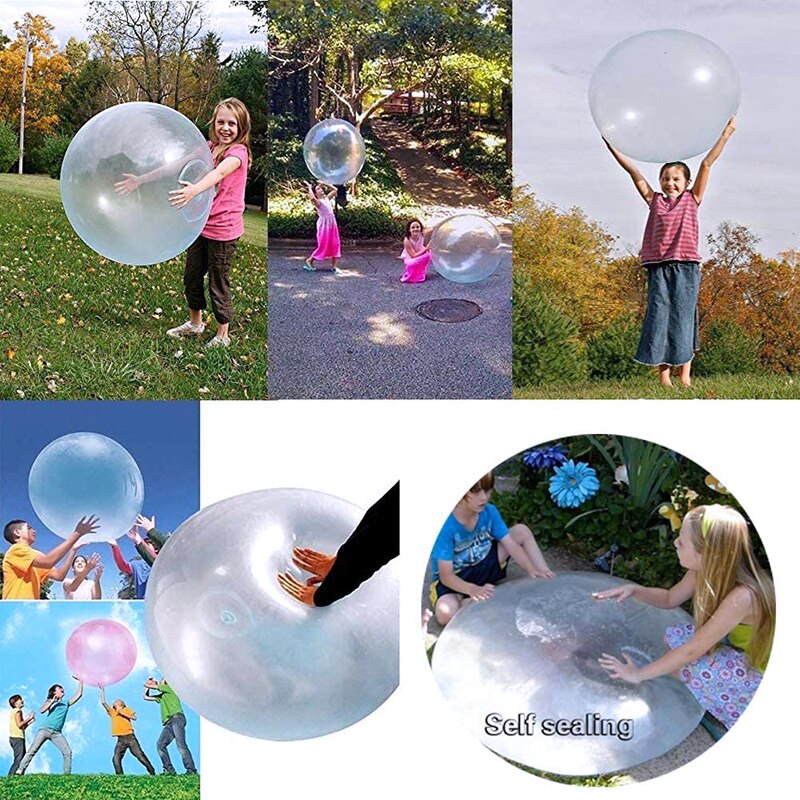 Pelota de burbuja inflable de goma suave, Bola de aire elástica ligera grande, Balón de juguete inflable de gran tamaño para niños