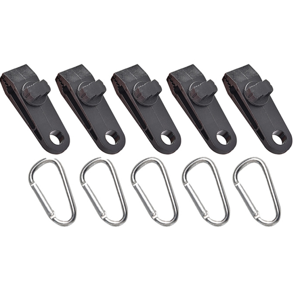5 set/10pcs Tarp Clips Heavy Duty Windproof Awning Clamp Grip Tent Clips Camping Carabiner Hook Buckle Clip Camping Accessory: Default Title