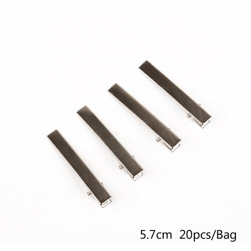 20pcs/bag Iron Hair Ornaments Duckbill Folder Waves Hairpins Base For Hair Clip Claw Findings Jewelry Making: 57mm Rhodium