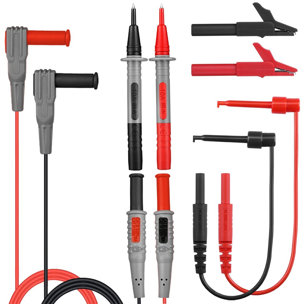 Mestek 8 styks universelle probe-testledninger pin til digital multimeterklemme multimeter testledningskabelsæt+alligatorklemme