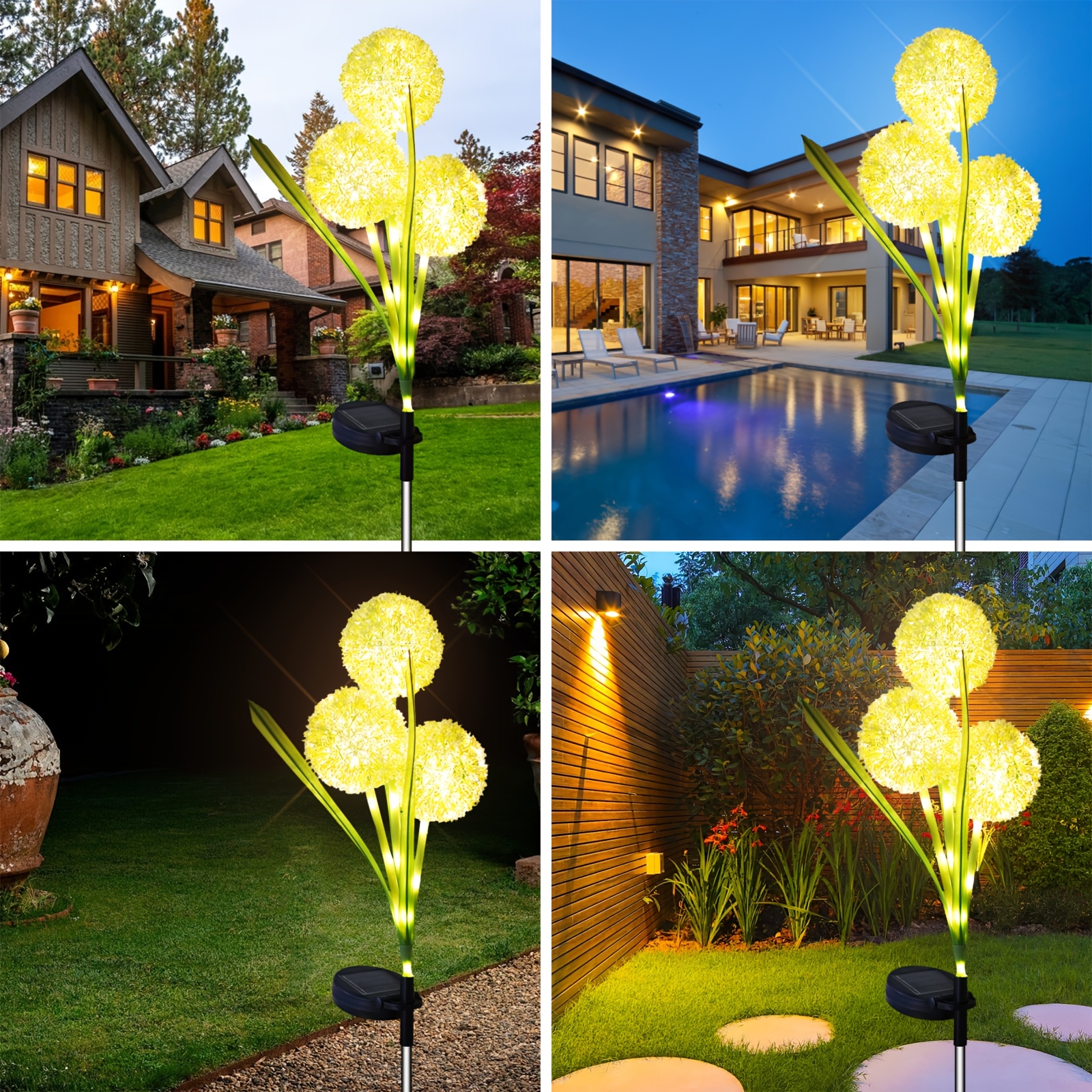 Luces LED solares de diente de león para decoración de jardín/Patio/césped, luces solares impermeables para patio al aire libre, perfectas para fiestas y graduación