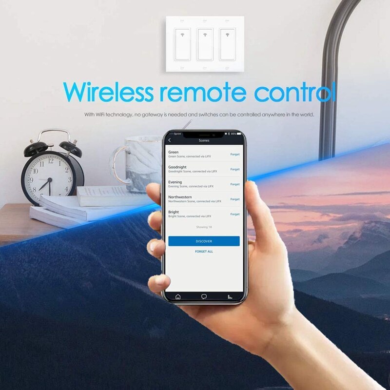 3 -gäng wifi smart ljusströmbrytare för alexa google home trådlös strömbrytare med fjärrkontroll och timer us-kontakt