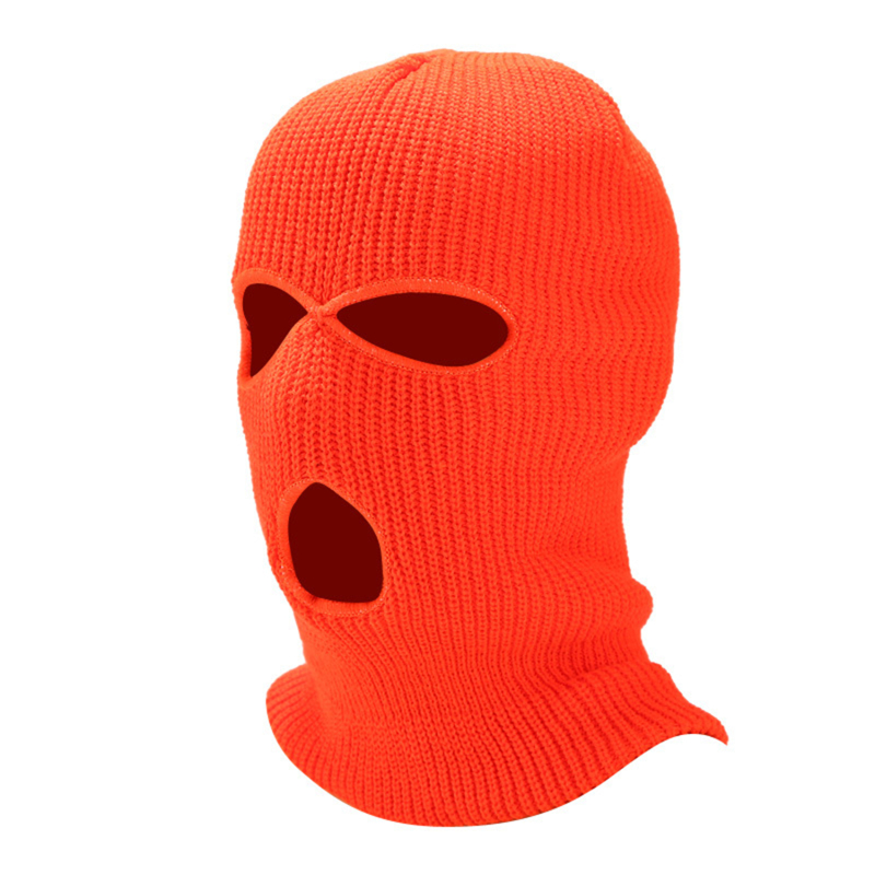 Gorro de lana con tres agujeros para hombre y mujer, gorro de punto antiterrorista, ladrón, fresco, máscara térmica para exteriores, cálido: orange
