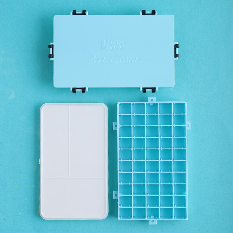 Palette de peinture aquarelle étanche, 50 grilles, boîte de rangement, fournitures de papeterie pour dessin: Blue