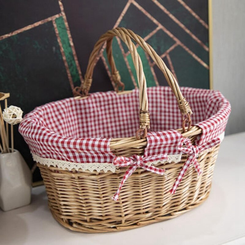 Oval Willow Woven Picnic Basket Easter Candy Baske... – Vicedeal