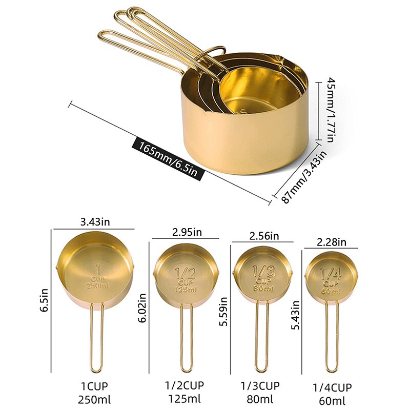 Stainless Steel Measuring Spoons Cup Set Baking Milk Coffee Spoon Flour Liquid Measuring Tool Cooking Kitchen Accessories Gadget