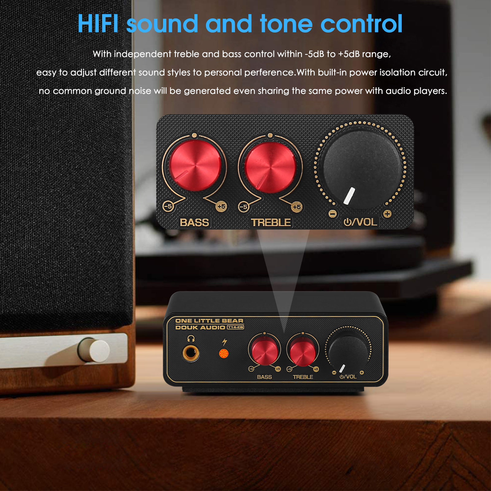 Douk Audio T14-EQ Stereo RIAA MM/MC Phono Bühnenvorverstärker Heim-Plattenspieler Vorverstärker mit 3,5-mm-Kopfhörerverstärker