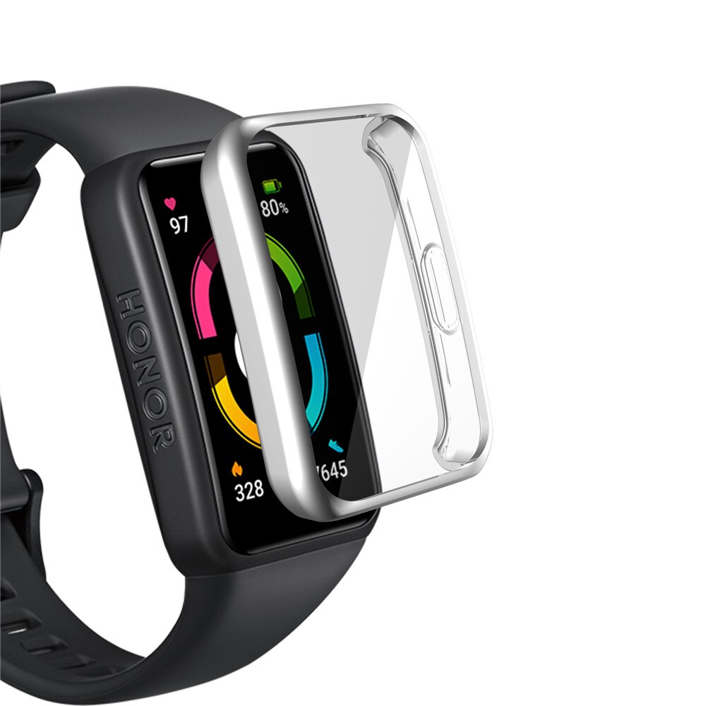 Funda protectora de TPU para reloj Honor Band 6, funda de silicona suave de cobertura completa, Protector de pantalla para Huawei Honor Band 6, accesorios: silver