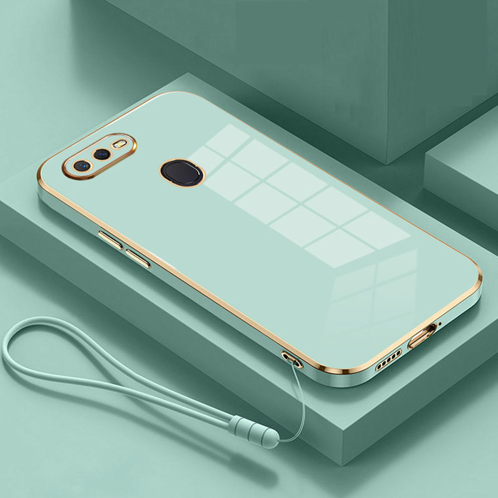 Para oppo A7 funda de lujo chapada cuadrada OPPO A5S funda de teléfono Oppo A7N AX7 A12 A7X funda trasera de silicona a prueba de golpes OPPO F9 Pro: ABS / Azul cielo