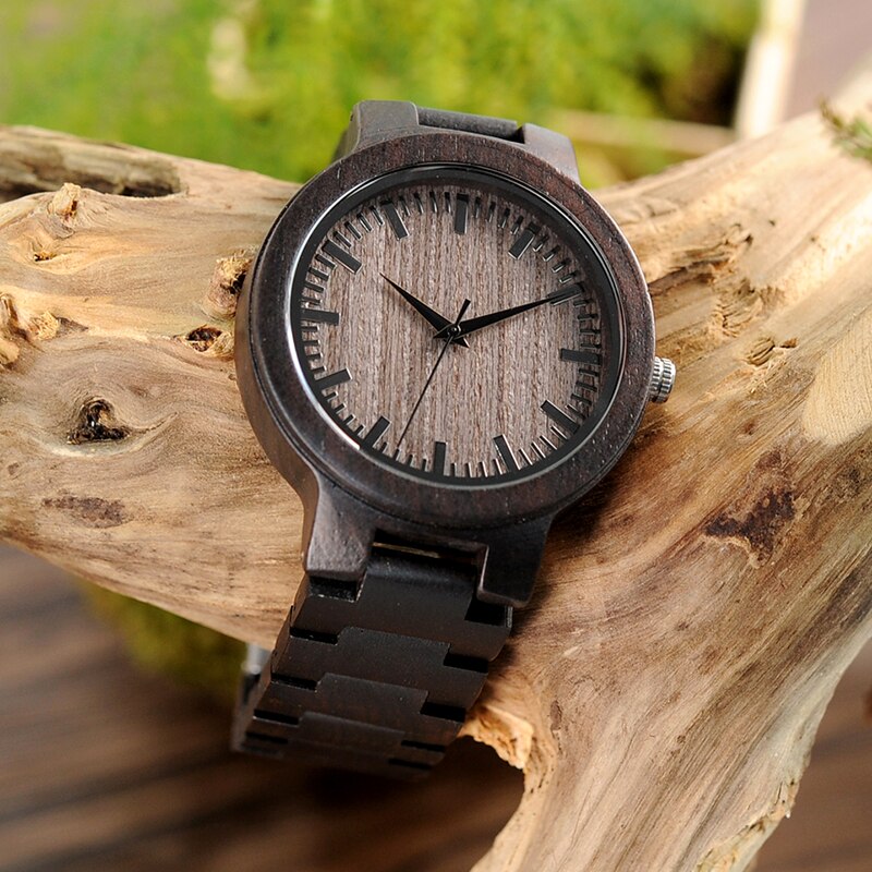 BOBO BIRD ébano relojes de madera para hombre, reloj con correa de madera, reloj de pulsera de cuarzo para hombre, relojes para hombre, ,