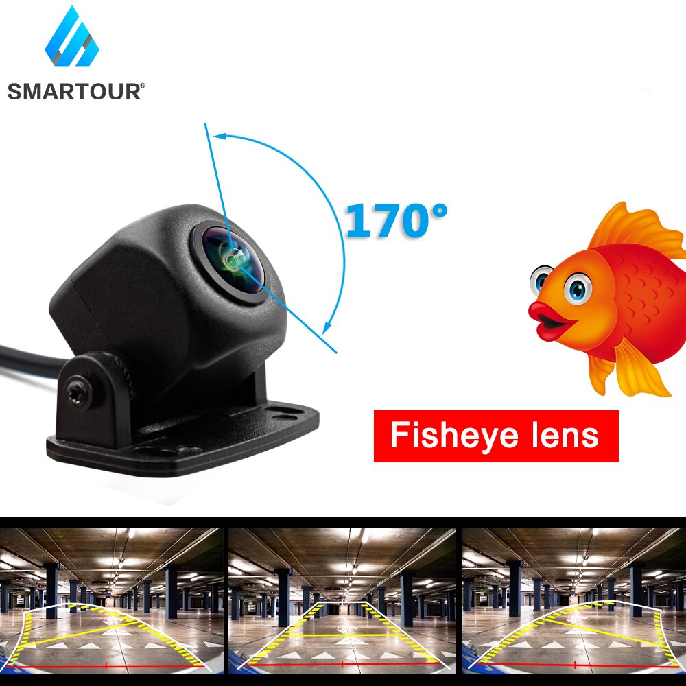 Smartour HD 1080P Fisheye Lens Car Reverse Backup Rear View Camera Dynamic Trajectory Parking Line Vehicle Parking Track Camera