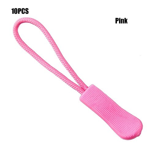 10Pcs Zipper Pull Puller End Fit Rope Tag Fixer Zip Cord Tab Replacement Clip Broken Buckle for Sewing Clothes Travel Bags: Pink