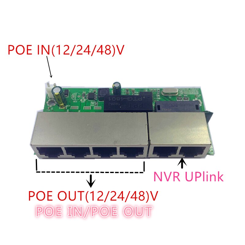 POE12V-24V-48V POE12V/24V/48V POE OUT12V/24V/48V poe switch 100 mbps POE poort;100 mbps UP Link poort; poe powered switch NVR: 4POE-2UP