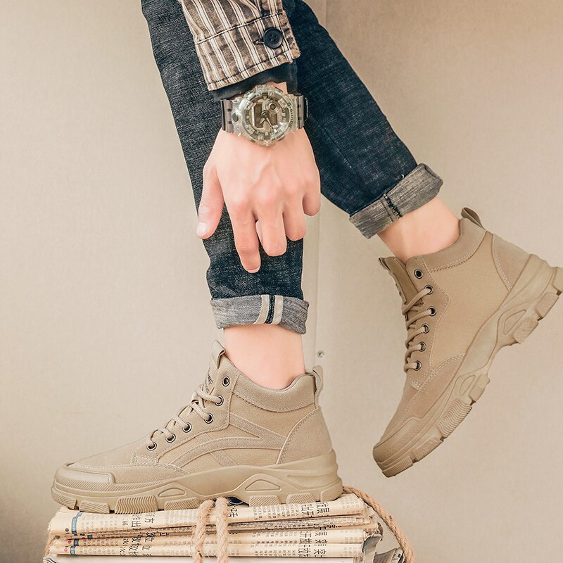 Martin boots men retro motorcycle boots autumn Nubuck leather ankle boots Platform winter Hard-Wearing Joker simple boots