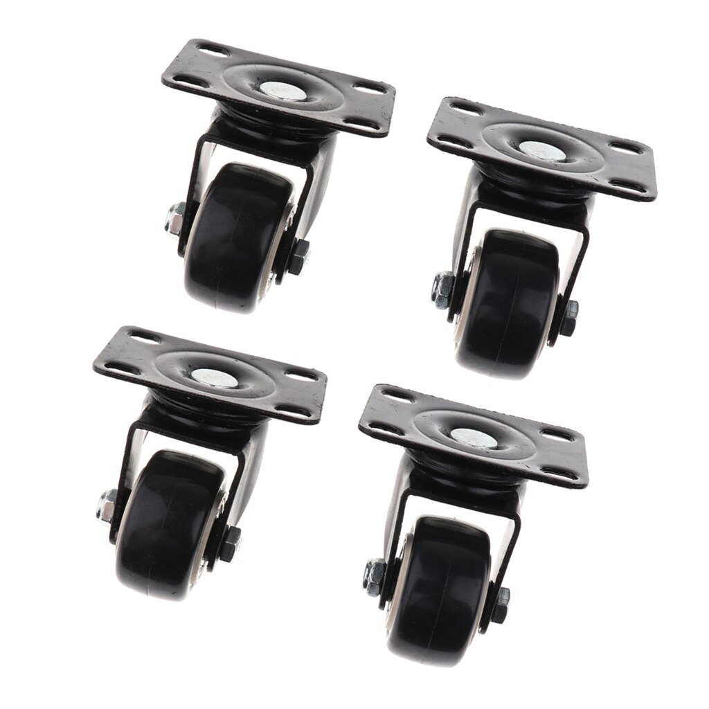 4 Pack Heavy Duty Swivel Castor Wheels Caster Ball Bearing Iron PVC Black