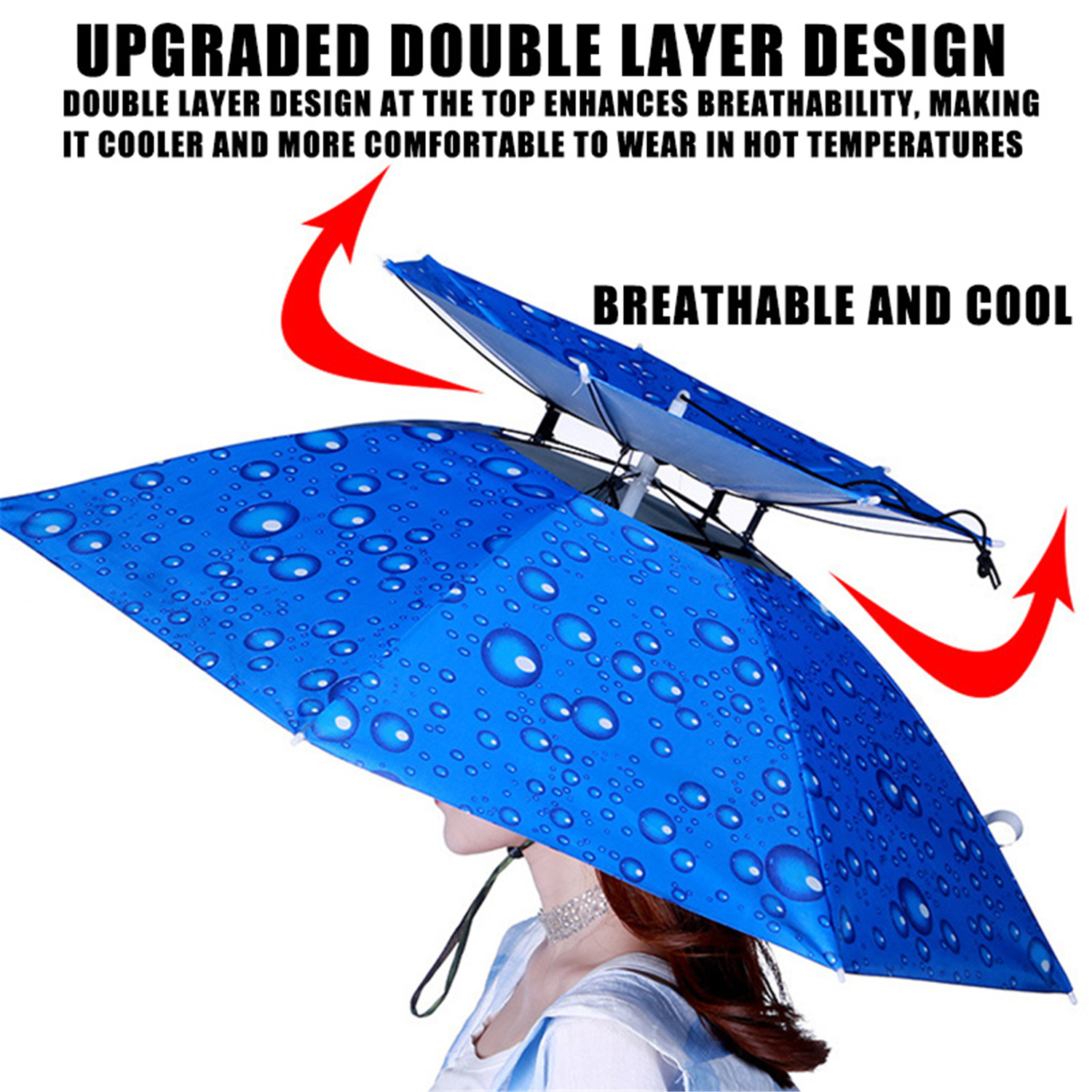 Paraguas de lluvia, sombrero plegable, parasol impermeable, gorro de pesca, sombreros para la cabeza de playa, protección solar UV de doble capa