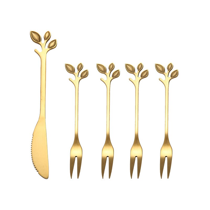 1/5pIeces Rosegold FruitFork Cake Knife 304 Stainless Steel Dessert Fork Cake Knife Tableware Accessories For Chistmas