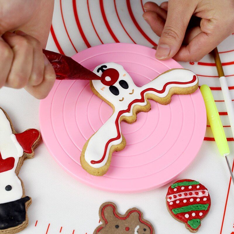 Table rotative pour gâteaux en plastique, Mini plateau tournant pour gâteaux fondants, support à biscuits rotatif, Base antidérapante, outils de cuisine