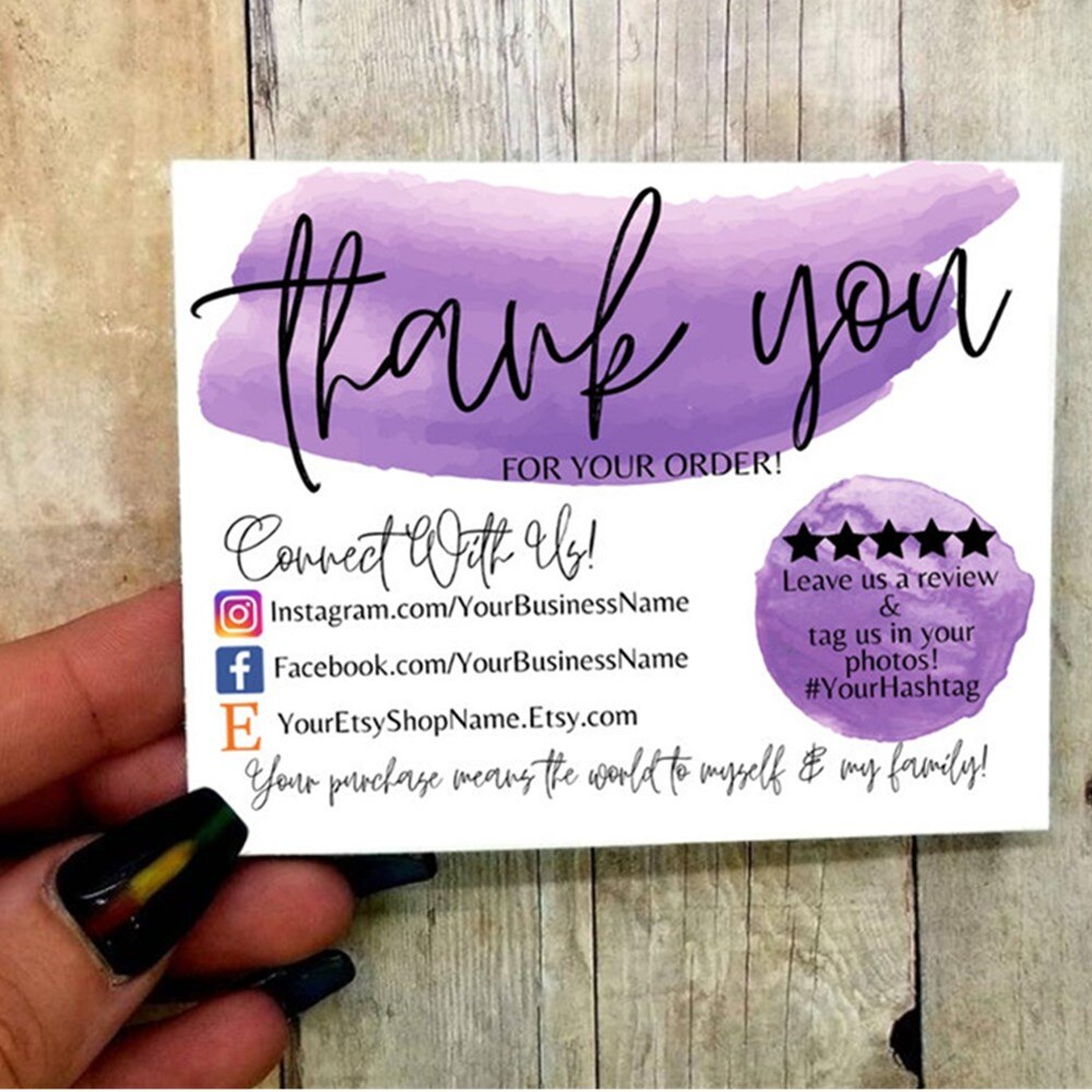 Custom social media business cards Yellow, Thank You, Card Branding Facebook Promo, 3.5" x4" Small Shop Card,