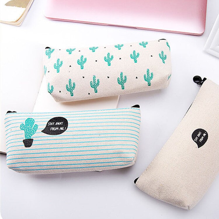 1 Leuke Etui School Etui Grote Cactus Canvas Potlood Gevallen Meisjes Pencilcase School Briefpapier Pensil Case Pen Box